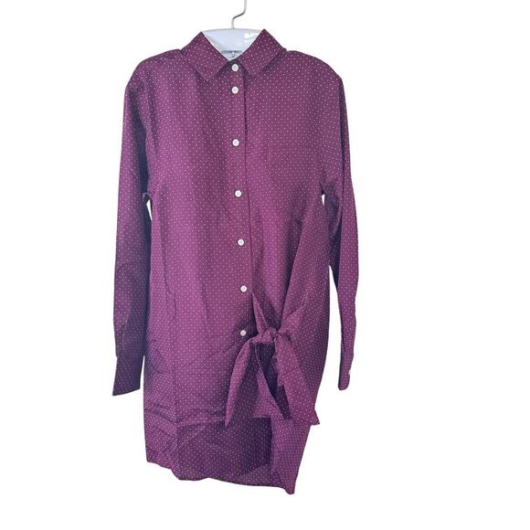 New THAKOON Silk Wrap Tie Shirt Dress Martin White Polka Dot Button Front Sz S - Picture 2 of 15